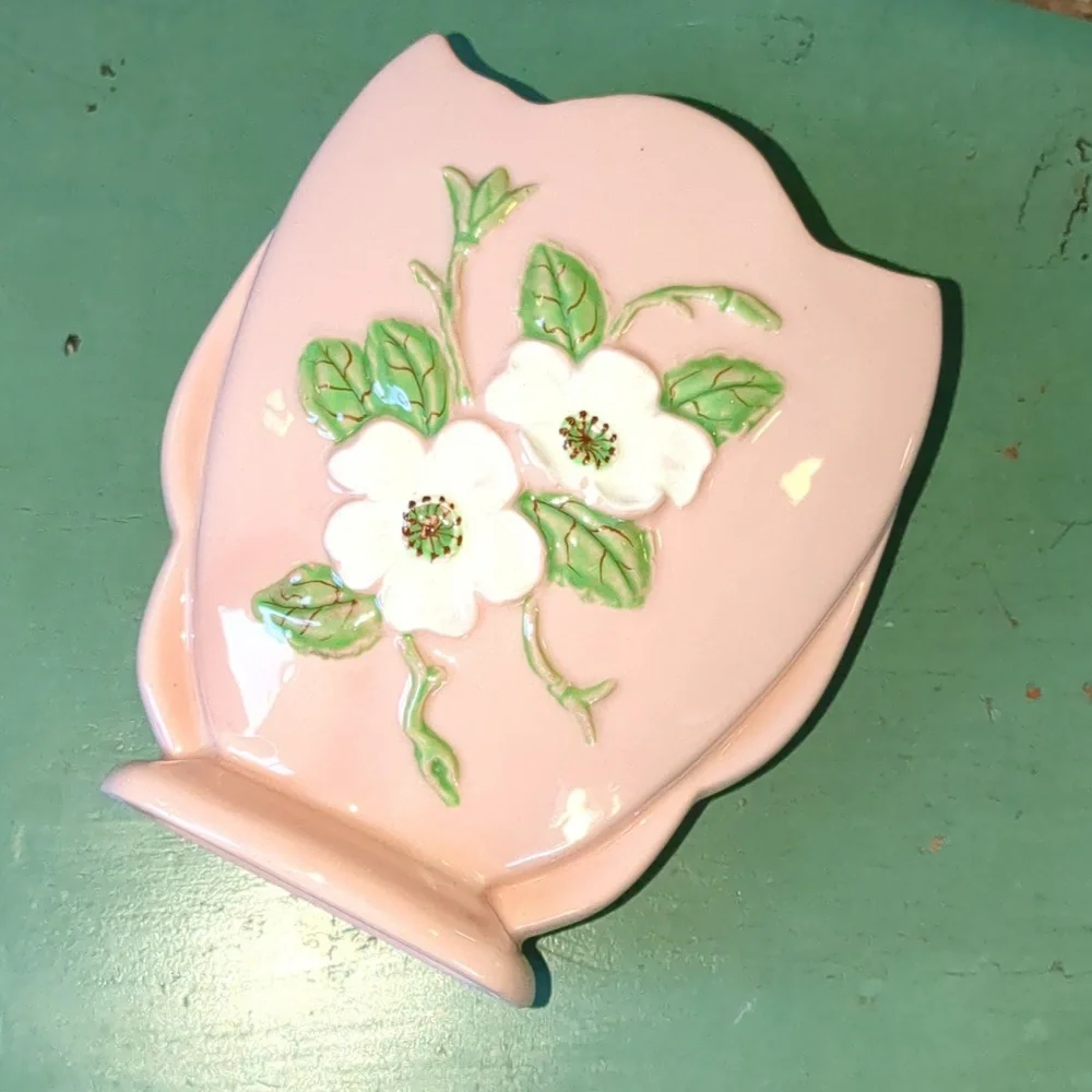 Vintage HULL Art Pottery Rosella Vase Pink Dogwood Flowers